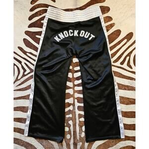 Vintage Rare Womens Everlast Black Satin Boxing Trousers Side Ties Knockout Sz S